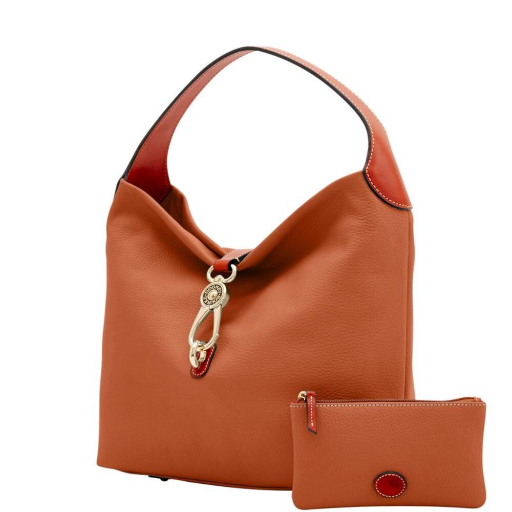 Dooney & Bourke Pebble Grain Logo Lock Shoulder Bag with Pouch - Caramel - Picture 2 of 4